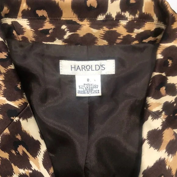 Vintage Harold's Classic 🐆 Leopard Print Jacket SZ 8 Blazer/Jacket - Picture 5 of 7